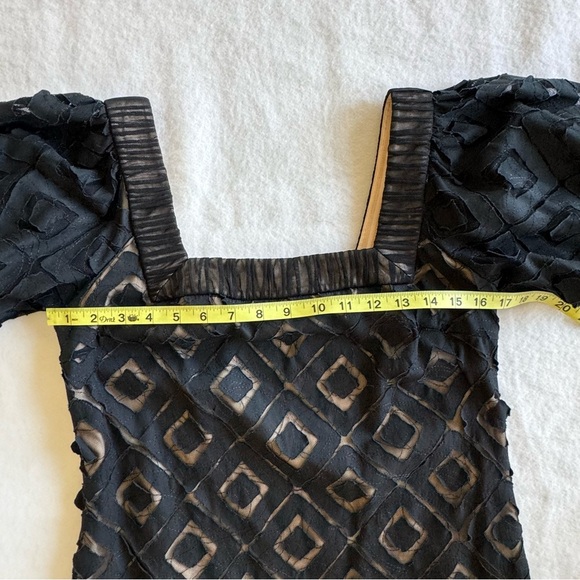 Lyndia Mini Black Fit and Flair Dress Puff-Sleeves Size 8 - Picture 8 of 12